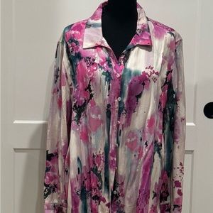 Chico’s Multi Color Blouse Pink Green